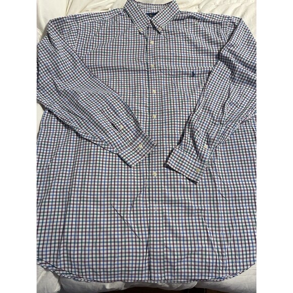 Ralph Lauren Performance Button Down Shirt 2XLT Blue Green Purple Plaid - Picture 7 of 8